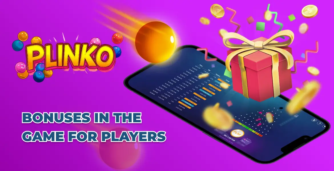 Mobile version of Plinko with bonuses for players